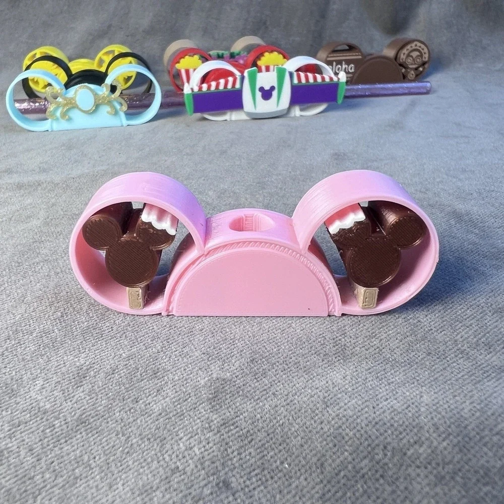 Disney Ear Holder Straw Topper Set 10pc Stitch Buzz Cinderella Multicolor Kawaii